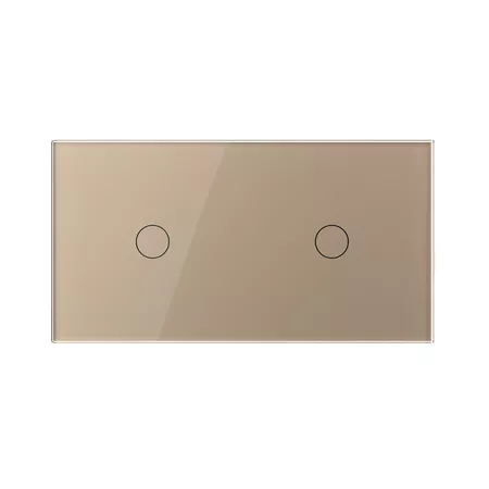 Двухклавишный проходной сенсорный выключатель (1-1) золотой