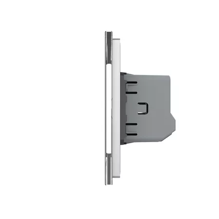 Четырёхклавишный проходной сенсорный выключатель (2-2) серый