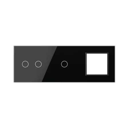 Рамка для сенсорных выключателей тройная, 3 клавиши, 1 розетка (2-1-0) чёрная